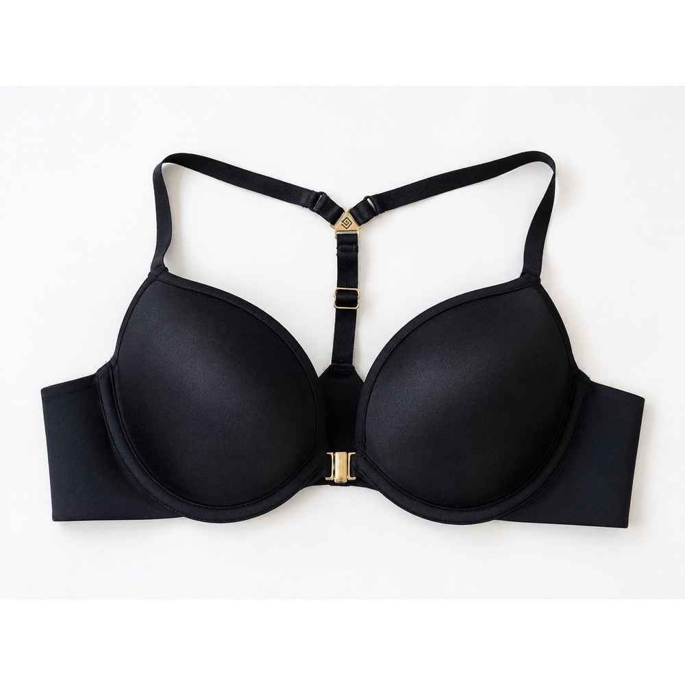 ThirdLove 24/7 Classic Racerback Bra Black Front Closure Gold Hardware 34B